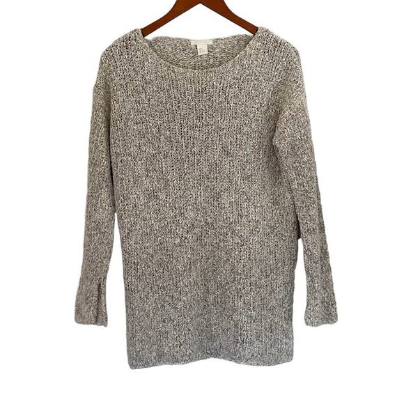 H&M Neutral/Tan Marled Cotton Blend Oversized Chunky Knit Sweater/Tunic, S - Picture 1 of 13